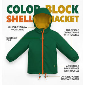 Chaqueta Impermeable y Cortavientos para Niños, con Capucha, Cierre <span class=keywords><strong>de</strong></span> Cremallera, Bordado <span class=keywords><strong>de</strong></span> Nailon, Ropa <span class=keywords><strong>de</strong></span> Lluvia Resistente para Exteriores - Product Image 3
