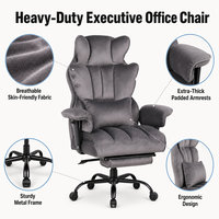 Chaise de bureau de direction ALINUNU à dossier haut avec logo couleur personnalisé, chaise de bureau robuste avec repose-pieds pour usage professionnel