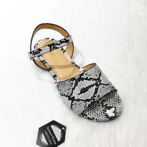 African snakeskin women's sandals flat hot sale women shoes private label