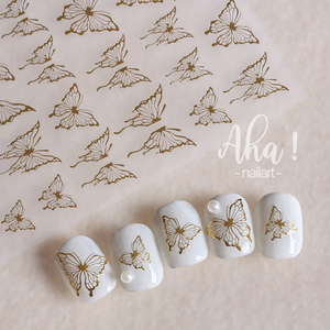 Aha Nail stickers colorful gold silver black white butterfly 2d Nail Sticker Decoration - Product Image 4