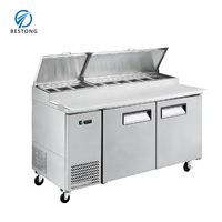 Table de préparation de pizzas compacte réfrigérée à refroidissement par air, température unique, contrôle mécanique, joints de porte magnétiques pour cafés