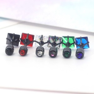Square Zircon Stud <b>Earrings</b> Stainless Steel Pyramid Shape Prong Setting Party Fashion Piercing Jewelry - Product Image 4