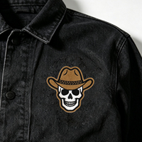 Patch brodé personnalisé de 3,1 pouces en forme de crâne d'Halloween, en chenille, pour chapeau de cowboy, badges thermocollants pour vêtements et cadeaux DIY