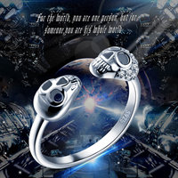 Bagues Punk de Haute Qualité en Argent Sterling 925 Plaqué Rhodium avec Double Crâne pour Halloween, pour Femmes et Hommes, Mariage, Anniversaire, Fête