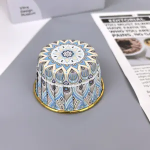 OEM bán buôn cán rim Muffin wrapper cupcake Liners vàng bạc Màu nhôm lá Giấy Bánh nướng cốc