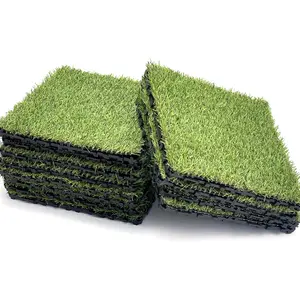 Piastrelle in erba artificiale intrecciata con Design professionale di vendita diretta in fabbrica-facile installazione da te