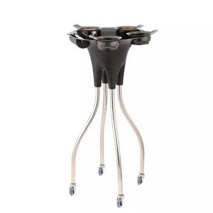 Plateau de rangement intelligent pour coiffeur, pliable et mobile, en acier inoxydable noir, chariot pour extensions de cheveux de salon de beauté - Product Image 3