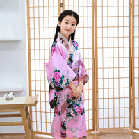 Gaun Kimono Jubah Mandi Jepang Set Kimono Jepang Bermotif untuk Pertunjukan Sekolah Cosplay Anak Perempuan Tradisional untuk Sekolah Dasar