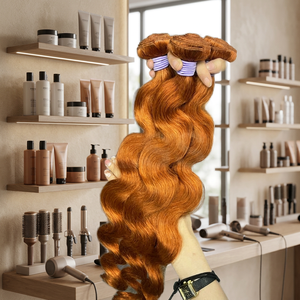 Extensions de cheveux humains indiens Remy double trame, ondulés, couleur auburn, tissage en vrac, double trame machine - Product Image 4