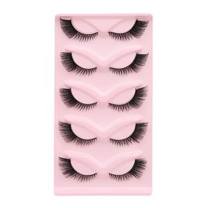 5 paires de cils d'oeil de chat personnalisés Faux cils de vison longs cils de <span class=keywords><strong>manga</strong></span> naturels cils allongés à la fin des yeux ailés faux cils maquillage - Product Image 3
