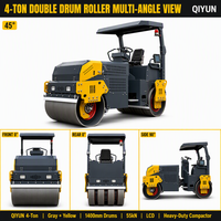 Rouleau compacteur combiné QIYUN 4 tonnes, rouleau compacteur routier 3 tonnes 5 tonnes, rouleau compacteur à pneus arrière en caoutchouc