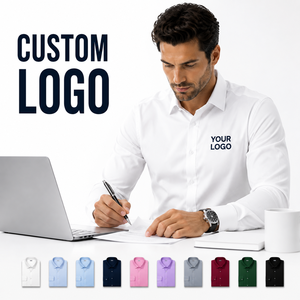 Camicia Formale di Alta Qualità in Poliestere e Cotone per <span class=keywords><strong>Uomo</strong></span>, Manica Lunga, Vestibilità <span class=keywords><strong>Slim</strong></span>, <span class=keywords><strong>Abbigliamento</strong></span> Professionale da Ufficio - Product Image 1