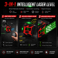 Niveau laser vert 4D 16 lignes à écran numérique avec télécommande et auto-nivellement 360° - Offre Spéciale °   Avec accessoires complets pour la pose de revêtements de sol