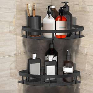 Novità: Kit portaoggetti da bagno adesivo a 2 livelli, da parete, multiangolo, con ripiani organizer - Product Image 1