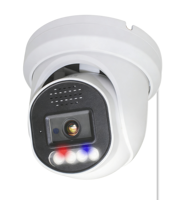 Cámara IP de Seguridad PoE de 5MP con Luz Estroboscópica Roja y Azul y Alarma de Audio, Comunicación Bidireccional, Detección Humana por IA, Hasta 512G SD, Metálica