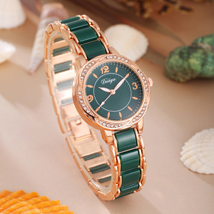 Fenyi Wholesale New Hot Selling Modern Fashion Casual Lace Round Diamond Maple Leaf Alloy Quartz <b>Watch</b> <b>Set</b> for Women - Product Image 4