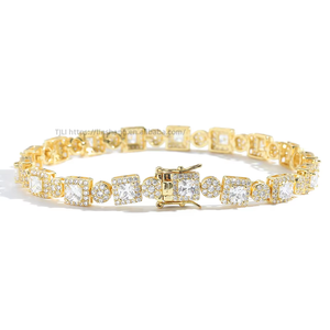 Square Round Mix-and-match Tennis <b>Bracelet</b> <b>Copper</b> Inlaid Zirconium Hip-hop Tanjing Fashion Lijing Necklace - Product Image 5