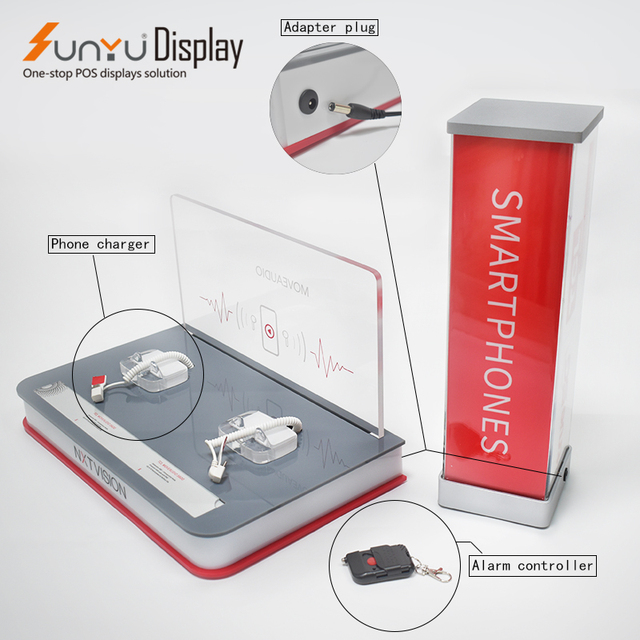 Highly Sensitive Retail Interactive Smart Mobile Phone Anti-Theft Display Stand with Alarm Counter Display Silk Screen Logo