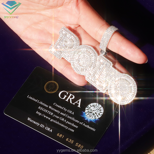 925 Sterling Silver Iced Hip Hop Đồ Trang Sức VVS Moissanite Kim Cương Tùy Chỉnh Thiết Kế Vòng Cổ Mặt Dây Chuyền Thư/Số/Tên/Logo Trẻ Em - Product Image 4