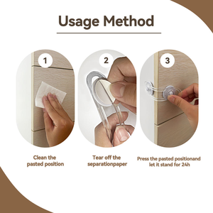 Verrous de sécurité pour bébé en HDPE transparent avec adhésif 3M - Sans perçage, sans résidus, durables pour armoires/tiroirs/portes, protection enfant - Product Image 2