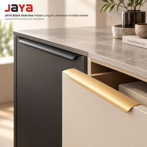 JAYA Black Hole-free Hidden Long American Cabinet Wardrobe Door Arc Aluminum Anti-collision Edge Invisible Aluminum Handle - Product Image 1