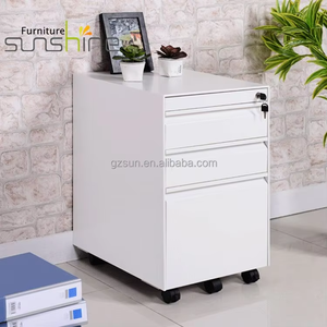 Pedestal de oficina Archivador Pequeño Gabinete móvil Almacenamiento de documentos 3 cajones Debajo del escritorio Archivo Metal Rolling Factory Direct Furniture - Product Image 6
