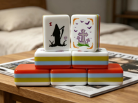 Tuiles de Mahjong en Acrylique de Luxe Thème Halloween – Écologiques, Excellent Choix pour Cadeaux de Fêtes, Jeu Récréatif et Divertissement