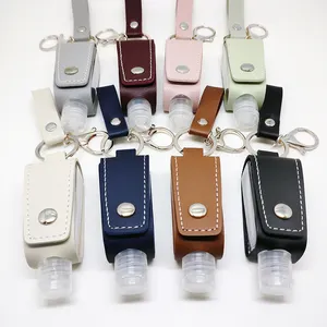 הסיטונאי בתפזורת הסיטונאי מתכת שרשרת מפתחות מזכרת עור מותאם אישית יד sanitizer מחזיק מפתחות