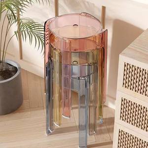 Transparent Plastic <b>Stool</b> Round Stackable Acrylic Home Living Room Furniture Minimalist Design Modern Style - Product Image 4
