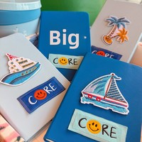 Cuaderno de Regalo Creativo con Hojas Sueltas para Estudiantes y Niños, con Dibujos Animados de Gaviotas, Barcos y Palmeras de Coco