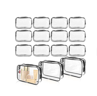 Sac cosmétique en PVC transparent, pliable, portable, imperméable, de haute qualité, avec impression sérigraphique de logo personnalisable