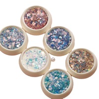 Boîte de paillettes pour nail art, décorations 6 couleurs, design œil de fée, effet scintillant explosif, effets irisés éblouissants, poudre de paillettes laser