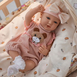 Muñeca <span class=keywords><strong>Reborn</strong></span> Americana de 18 Pulgadas, Cuerpo Completo de Vinilo y Silicona, Bebé Niña Realista, Juguete Suave Intermitente, <span class=keywords><strong>Mini</strong></span>, Regalo, Modelo de Estilo - Product Image 3