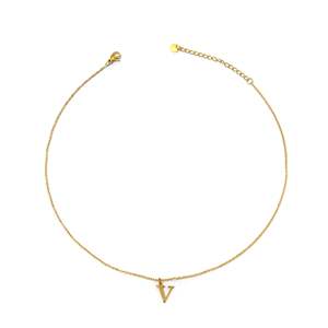 Collar con Colgante de Letra V en Acero Inoxidable 316L Chapado en Oro, Joyería de Moda - Product Image 1
