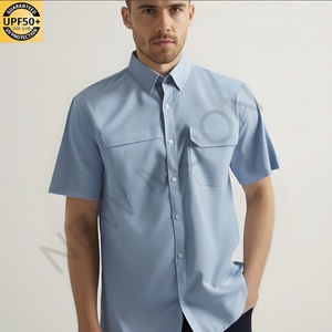 เสื้อเชิ้ตผู้ชายแบบสั่งทำพิเศษ ป้องกันแสงแดด UPF 50+ เสื้อเชิ้ตทำงานแบบติดกระดุม เสื้อตกปลา เสื้อเชิ้ตแขนสั้นสำหรับกิจกรรมกลางแจ้ง เสื้อตกปลาผู้ชาย - Product Image 1