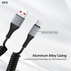 Câble USB 2.0 mâle vers Type-C mâle spiralé 100W OD4.0mm 5A, câble de charge rapide pour voiture, câble de données pour ordinateur, écouteurs et <span class=keywords><strong>imprimante</strong></span> - Product Image 3