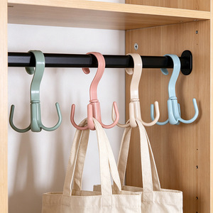 Multifunctional household underwear and hat hooks, no-<b>drill</b> storage rack, rotating four-claw hooks for hanging bags. - Product Image 2
