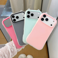 Nouvelle coque de téléphone portable tendance, mignonne, avec oreilles de chat, en TPU, antichoc, anti-chute, protection 360°, sensation de peau, pour 18/17/16/15 Pro Max