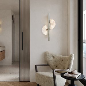 Lámpara de pared Dolly Alabaster, candelabro de pantalla de disco curvo de Metal moderno de lujo, suministro al por mayor de fábrica, OEM, ODM, pedido personalizado a granel - Product Image 2