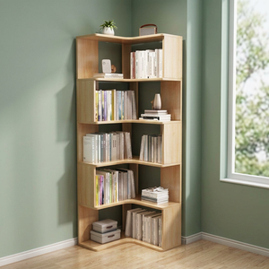 Modern Wood <b>Corner</b> Bookshelf 5-Tier With Back Panel Space Saving <b>Storage</b> <b>Unit</b> For Home Office Bedroom Furniture - Product Image 3