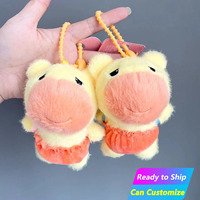 Porte-clés en peluche ours jaune personnalisé, amusant et original, pour sac à dos, vente en gros, jouet esthétique et fantaisie