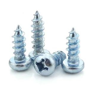 2mm B7 B7M Carbon Steel 4.8 8.8 10.9 12.9 Yellow Blue White Galvanized Cross Recessed Round Head Wood Tapping Screw DIN7996