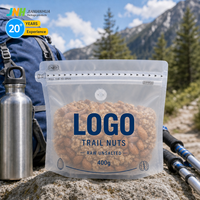 Pochette refermable mate personnalisée avec logo imprimé en gravure, valve de dégazage, emballage PET anti-humidité pour amandes, noix et noix de cajou