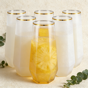 Gobelets jetables en plastique transparent pour champagne, whisky, cocktail, martini, mojito, 9 oz (270 ml), vaisselle en PP, luxe personnalisé - Product Image 1