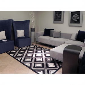 Tapis en cuir de vachette fait main en patchwork, doux et soyeux, fourrure de cuir, tapis moelleux pour chambre à coucher, tailles personnalisées disponibles - Product Image 1