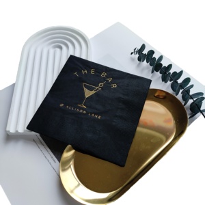 <span class=keywords><strong>Serviettes</strong></span> en <span class=keywords><strong>papier</strong></span> imprimées avec logo en aluminium de luxe <span class=keywords><strong>Serviettes</strong></span> de cocktail noires personnalisées pour dîner et fête de <span class=keywords><strong>mariage</strong></span> - Product Image 4