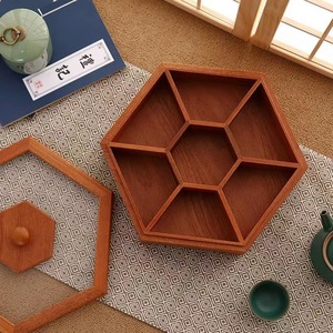 Caja de madera para frutos secos de estilo chino, tapa poligonal, capacidad de 9cm, 1-3L, para almacenamiento en el escritorio de la sala de estar - Product Image 3