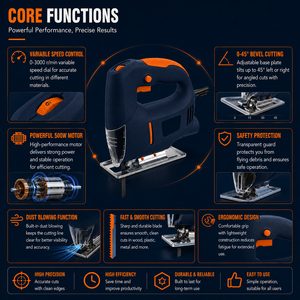 <span class=keywords><strong>Scie</strong></span> <span class=keywords><strong>sauteuse</strong></span> électrique filaire à vitesse variable ODM OEM 500W professionnelle 0-3000 tr/min, <span class=keywords><strong>lame</strong></span> ondulée pour la découpe du bois, du métal et du <span class=keywords><strong>PVC</strong></span>, profondeur de coupe 65 mm - Product Image 4