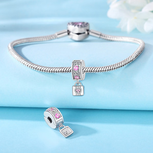 White copper <b>infinity</b> symbol heart box positioning buckle, niche design DIY <b>bracelet</b>, accessory pendant for women - Product Image 2