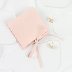MOJIU Light Pink Veet Suede Leather Microfiber 8*8cm Flap Packaging Pouch for Jewelry Necklace Ring Earring Bracelet Storage